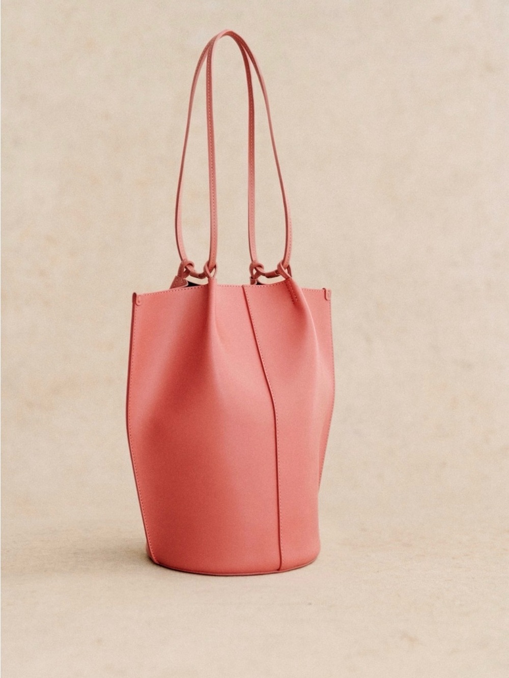 Sezane Romie Bag Leather Tote Smooth Peach - Picture 5 of 6